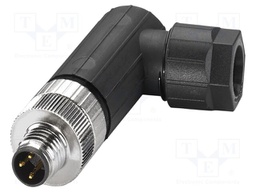 Connector: M8; PIN: 3; 4A; 48V; IP65; angled; unshielded; plug