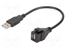 USB module; Keystone; black; push-in; USB 2.0; 160mm