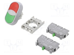 Switch: double; Stabl.pos: 1; NO x2; 22mm; black/green; IP65; Pos: 2