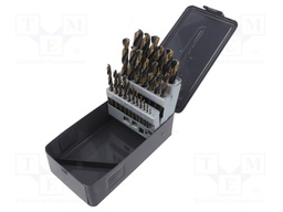 Drill set; for metal; Pcs: 25; Mat: HSS; Conform to: DIN 338; metal