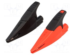 Crocodile clip; 10A; 1kVDC; red and black; Grip capac: max.20mm