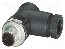 Connector: M12; plug; PIN: 12; 30V; angled; IP67; soldering; A code
