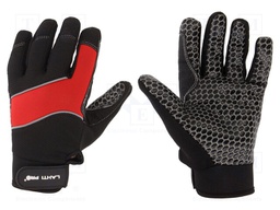 Protective gloves; Size: 10; black-red; microfiber,plastic