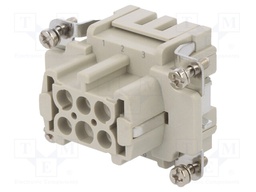 Connector: HDC; contact insert; female; DE; PIN: 6; 6+PE; size D6B