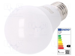 LED lamp; cool white; E27; 220/240VAC; 806lm; 9W; 200°; 6400(typ)K