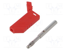 Connector: 4mm banana; plug; 24A; 30VAC; 60VDC; red; non-insulated