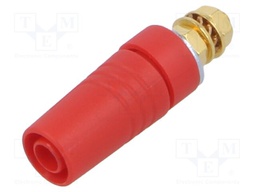Connector: 4mm banana; socket; 32A; 1kV; red; gold-plated; M4,screw