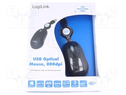 Optical mouse; black; USB; wired; No.of butt: 3; 0.7m