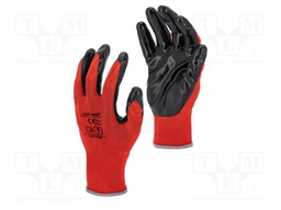Protective gloves; Size: 10; red-black; nitryl,polyester; 12pcs.