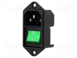 Connector: AC supply; socket; male; 10A; 250VAC; IEC 60320