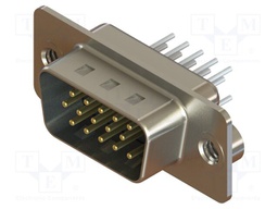 Connector: D-Sub HD; PIN: 15; socket; male; straight; THT; MHDD