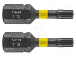 Kit: screwdriver bits; Torx®; 25mm; TX15; impact; 2pcs.