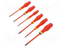 Kit: screwdrivers; insulated; Pozidriv®,slot; 6pcs.
