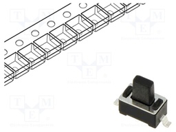 Microswitch TACT; SPST; Pos: 2; 0.05A/12VDC; SMT; 2.45N; 3x6x3.5mm