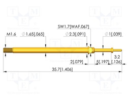 Test needle; Spring compression: 4mm; 5mm; 5A; CuBe; gold-plated