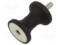 Vibration damper; M8; Ø: 40mm; rubber; L: 48mm; Thread len: 23mm