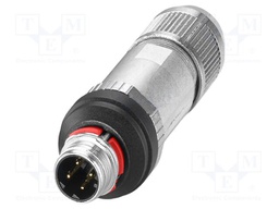 Connector: M12; plug; PIN: 4; 48V; straight; IP65; push-lock; D code