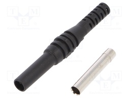 Socket; 4mm banana; 19A; black; on cable; insulated; 2.5mm2