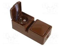 Connector: AC supply; socket; 2P+PE; 250VAC; 16A; brown; wall mount