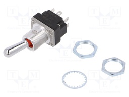 Switch: toggle; Pos: 3; DPDT; (ON)-OFF-ON; 5A/28VAC; Leads: screw
