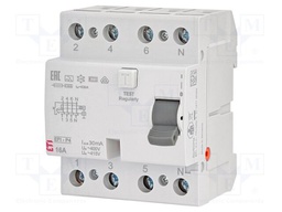 RCD breaker; Inom: 16A; Ires: 30mA; Poles: 4; 400V,415V; IP20; EFI