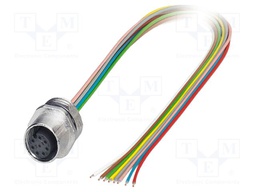 Connector: M12; socket; PIN: 8; female; 30V; straight; cables; A code