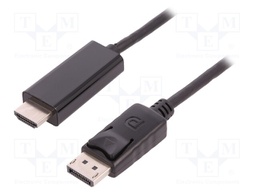 Cable; DisplayPort 1.2; DisplayPort plug,HDMI plug; 3m; black