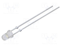 LED; 3mm; white warm; 18000÷22000mcd; 30°; Front: convex; -30÷85°C