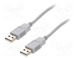 Cable; USB 2.0; USB A plug,both sides; 1m; grey; Core: Cu