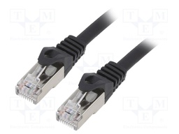 Patch cord; S/FTP; 6a; solid; Cu; LSZH; black; Len: 2m; 27AWG