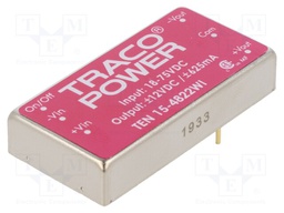 Converter: DC/DC; 15W; Uin: 18÷75V; Uout: 12VDC; Uout2: -12VDC; 2"x1"