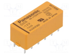 Relay: electromagnetic; DPST-NO + DPST-NC; Ucoil: 12VDC; 3A/30VDC