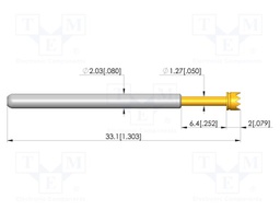 Test needle; Spring compression: 4.4mm; 6.35mm; 27A; CuBe; plug-in