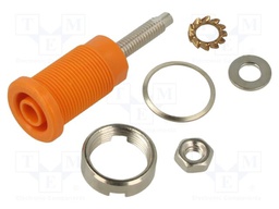 Socket; 4mm banana; 32A; 1kV; orange; nickel plated; on panel; 40mm