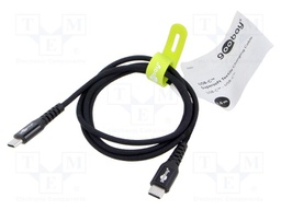 Cable; USB 2.0; USB C plug,both sides; 1m; black; 0.48Gbps; 60W; 3A