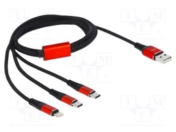 Cable; USB 2.0; Apple Lightning plug,USB A plug,USB C plug x2