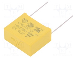 Capacitor: polypropylene; X2,suppression capacitor; 1uF; 22mm