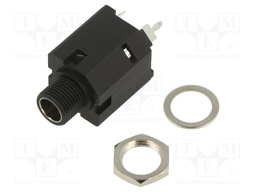 Socket; Jack 6,35mm; female; stereo; straight; for panel mounting