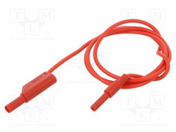 Test lead; 32A; insulated; Urated: 1kV; Len: 1m; red; Material: brass