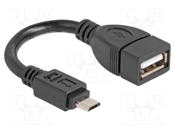 Cable; OTG,USB 2.0; USB A socket,USB B micro plug; 0.11m; black