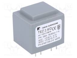Transformer: encapsulated; 2.5VA; 230VAC; 12V; 12V; 104.1mA; IP00