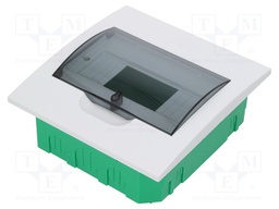 Enclosure: for modular components; IP40; white; No.of mod: 8; 500V