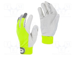 Protective gloves; Size: 11; yellow; polyester,natural leather