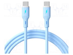 Cable; USB 2.0; USB C plug,both sides; nickel plated; 1m; blue; Cu
