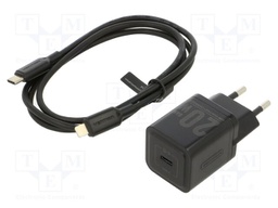 Power supply: switching; mains,plug-in; 5÷12VDC; 20W; black; 3A