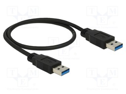 Cable; USB A plug,both sides; gold-plated; 500mm; black; Cu; 5Gbps