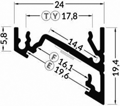 Profiles for LED modules; white; angular; white; L: 2m; aluminium