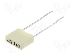 Capacitor: polyester; 220nF; 40VAC; 63VDC; Pitch: 5mm; ±10%