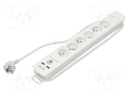 Plug socket strip: protective; Sockets: 6; 230VAC; 10A; 1.4m