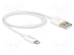 Cable; USB 2.0; Apple Lightning plug,USB A plug; 1m; white; 3A
